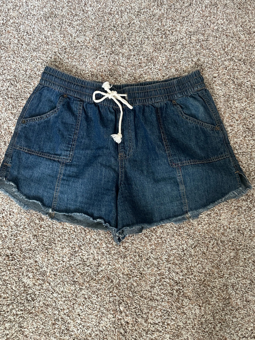 Maurices Dark Blue Denim Drawstring Shorts